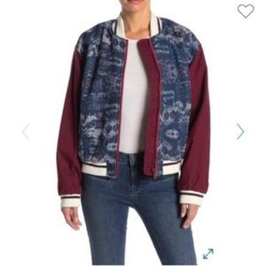 NWT FREE PEOPLE Varsity of Dreams Bomber Jacket